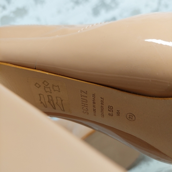 New Schutz Zayne New Pressego Tan Patent Leather Platform Mary Jane Pumps T312 - Picture 12 of 13